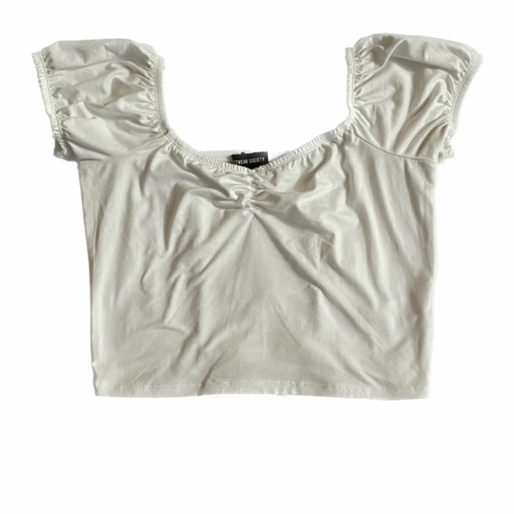 Streetwear Society size Small cropped tight fit White Top